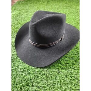 Stetson Cowboy Hat Mens S Black Wool Woodrow Wide Brim Braided Band Western